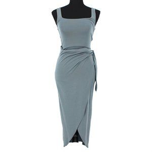 Aritzia Wilfred Saturn Sleeveless Shadow Blue Wrap Dress Size XS